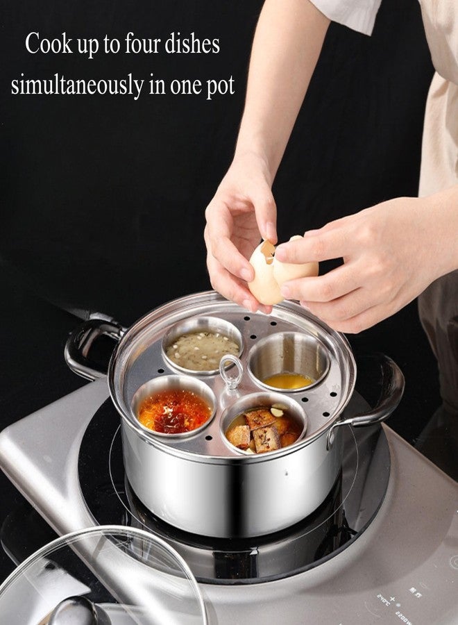 bangminda Egg Poacher Pan - 4 Poached Egg Cups, Poached Egg Cooker, Stainless Steel Egg Poaching Pan with Silicone Spatula - Image 3